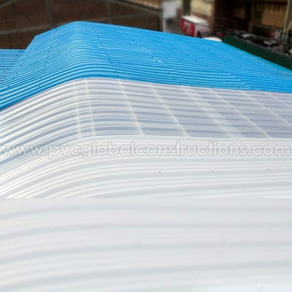 tejas en pvc azul blanca y translúcida