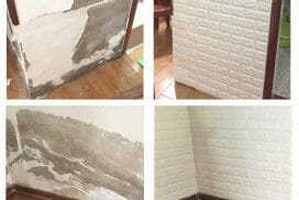 pared 3d adhesiva antes y después recubrir pared dañada humedad